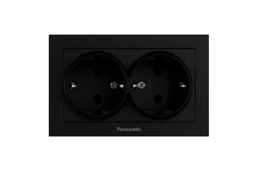 Розетка двойная с заземлением Panasonic Karre Plus 55 Черный (35795538)