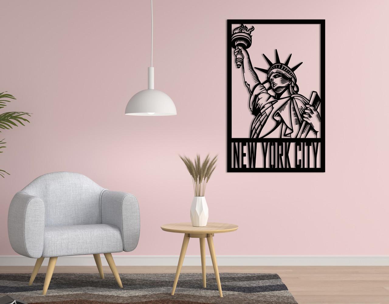 Декоративное панно на стену Upwood Decor Statue of Liberty New York 109,2х70 см Black (1548508165)