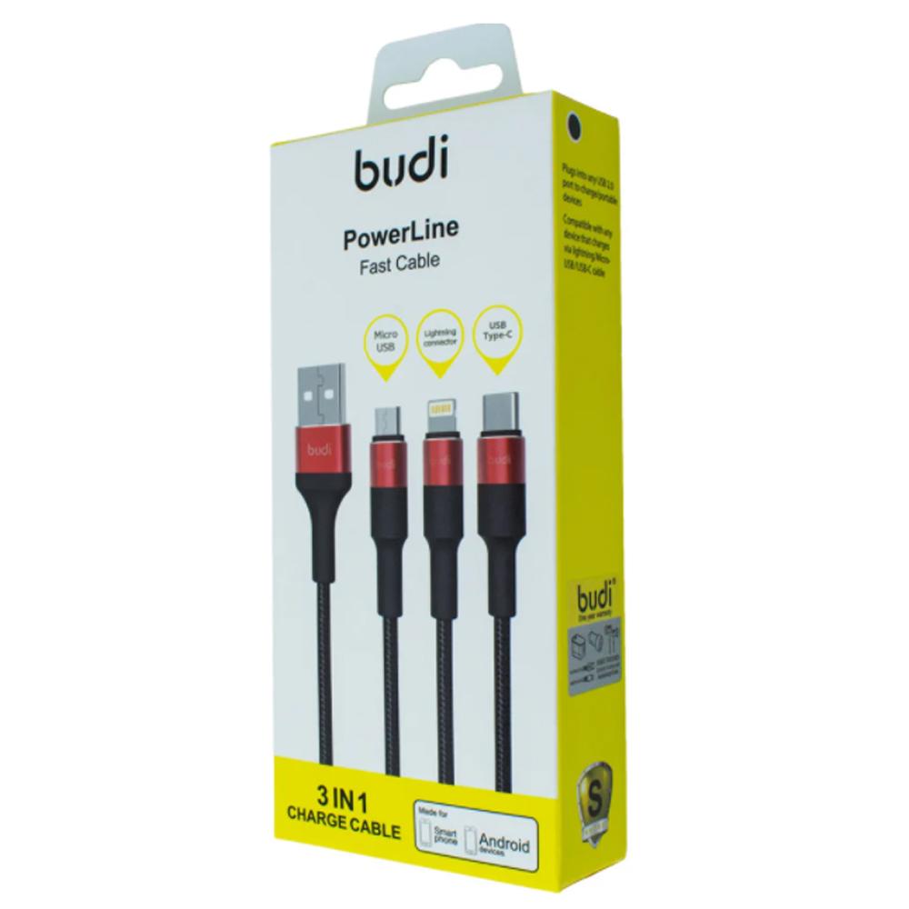 Кабель 3в1 Budi USB-Lightning Type-C MiroUSB (M8J162T3)