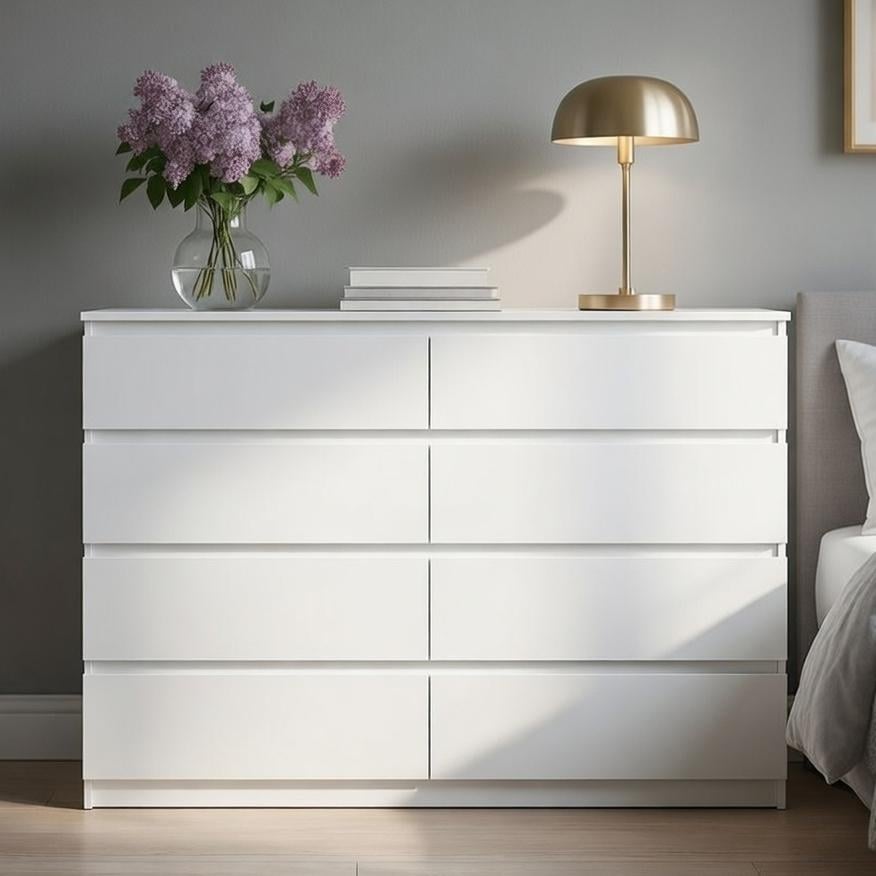 Комод Мастер Форм Брайт ДСП телескопические направляющие полного выдвижения 1300х376х950 мм Белый (20101)