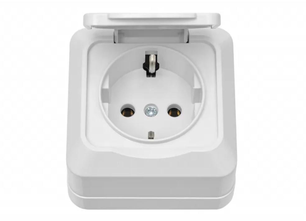 Розетка внешняя Opera с крышкой и заземлением Белый (2018)