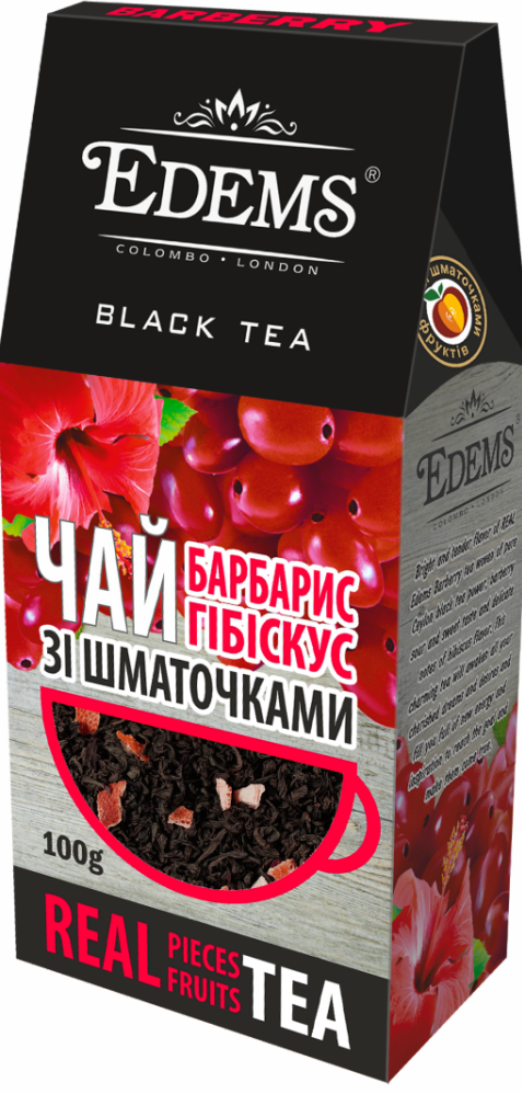 Чай черный Edems с кусочками Барбарис/Гибискус 100 г (13287)
