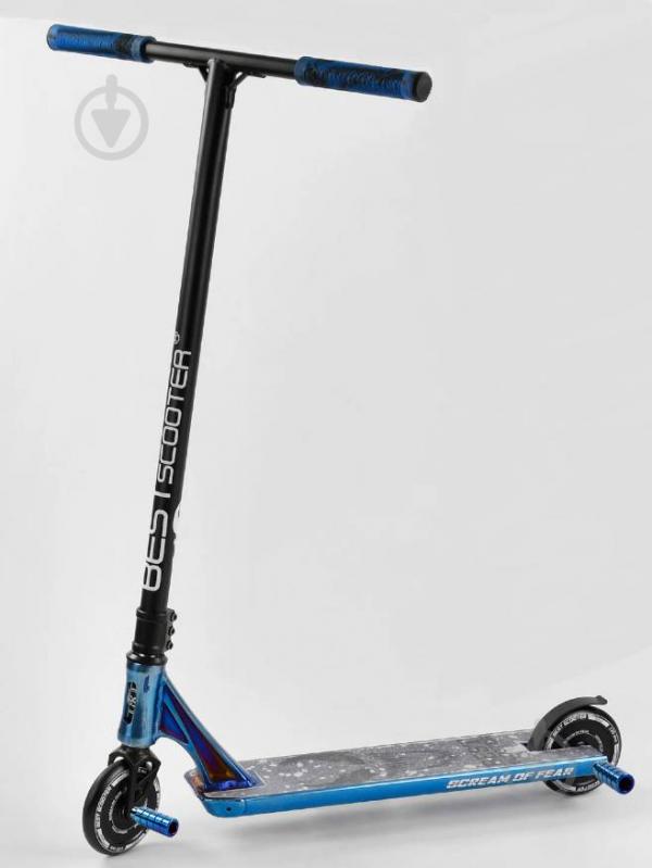 Самокат трюковий Best Scooter "SIMBIOTE" HIC-система, ПЕГІ, алюмінієвий диск та дека Black/Blue (102310)