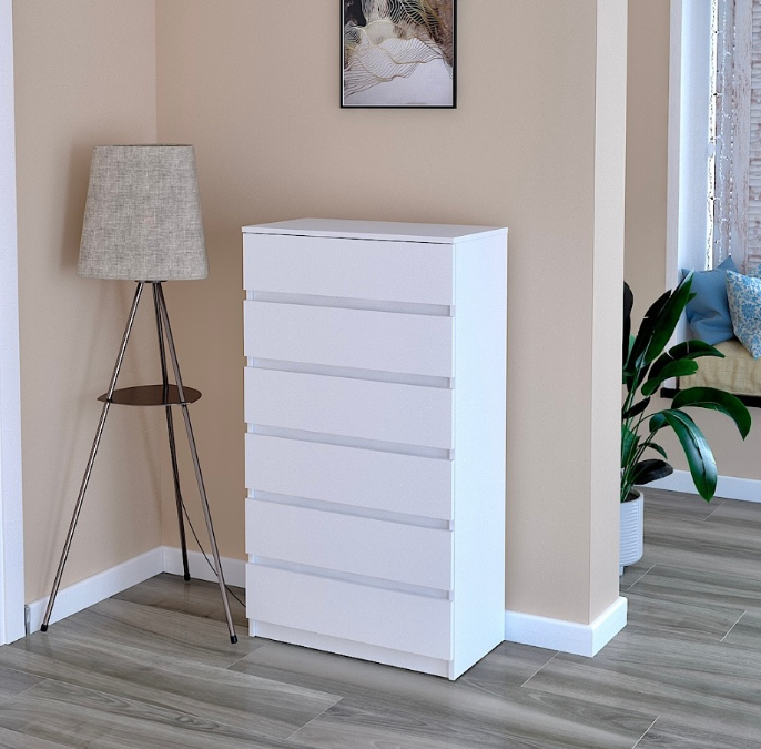Комод на 6 шухляд без ручок Nikol 700х370х1250 мм Білий