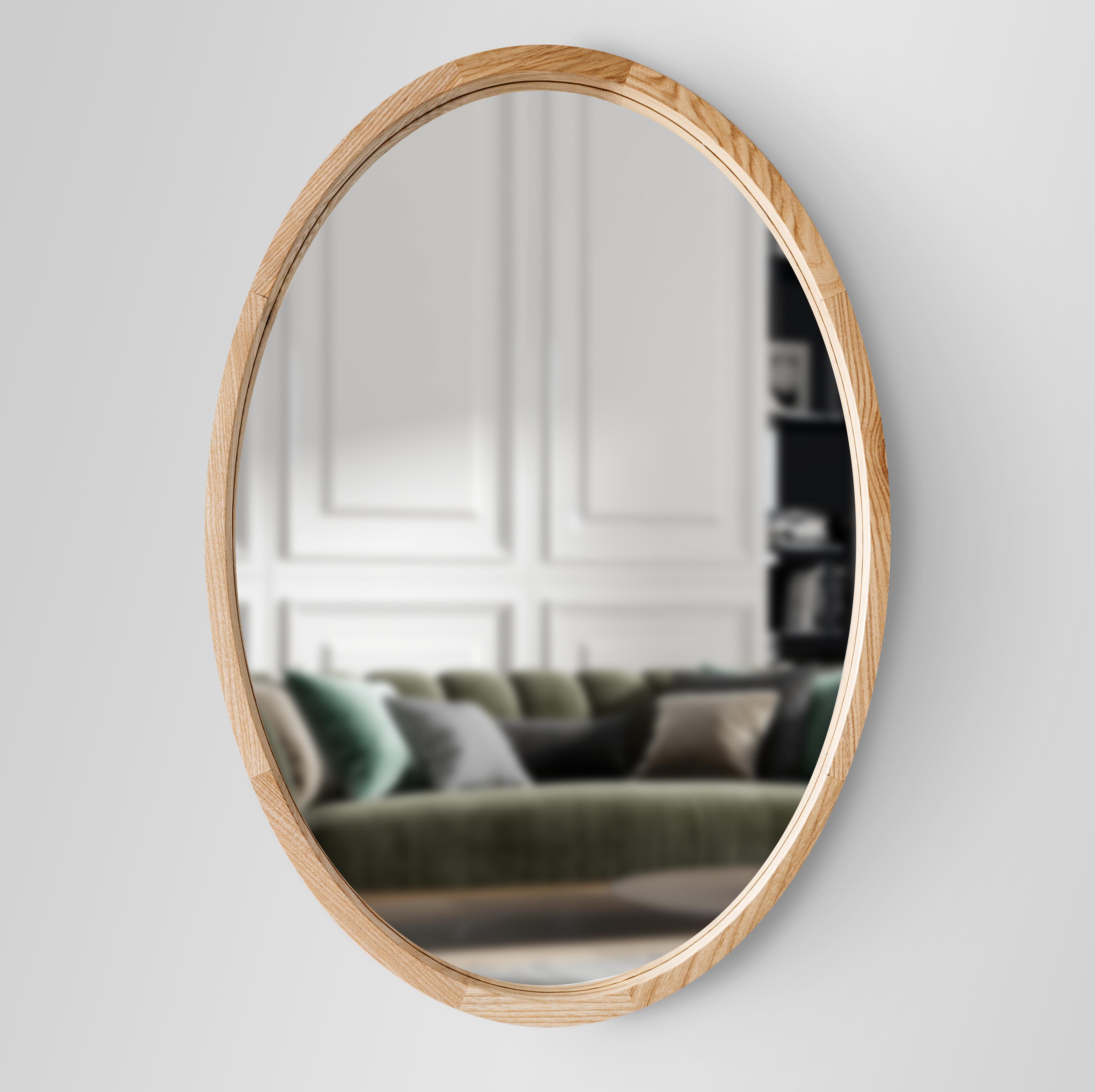 Дзеркало овальне Luxury Wood Evolution Natural Light дерев'яне 50x70 см Ясен