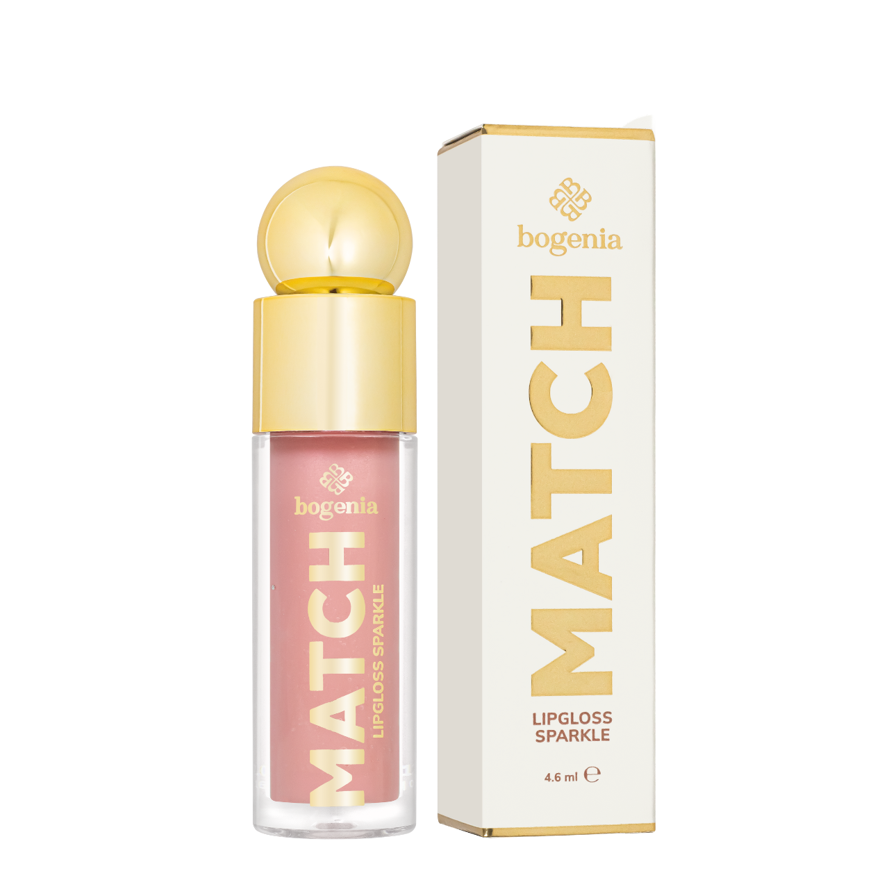 Блиск для губ Bogenia Match Lipgloss Sparkle із шимером стійкий 01 Світло-рожевий (BG712)
