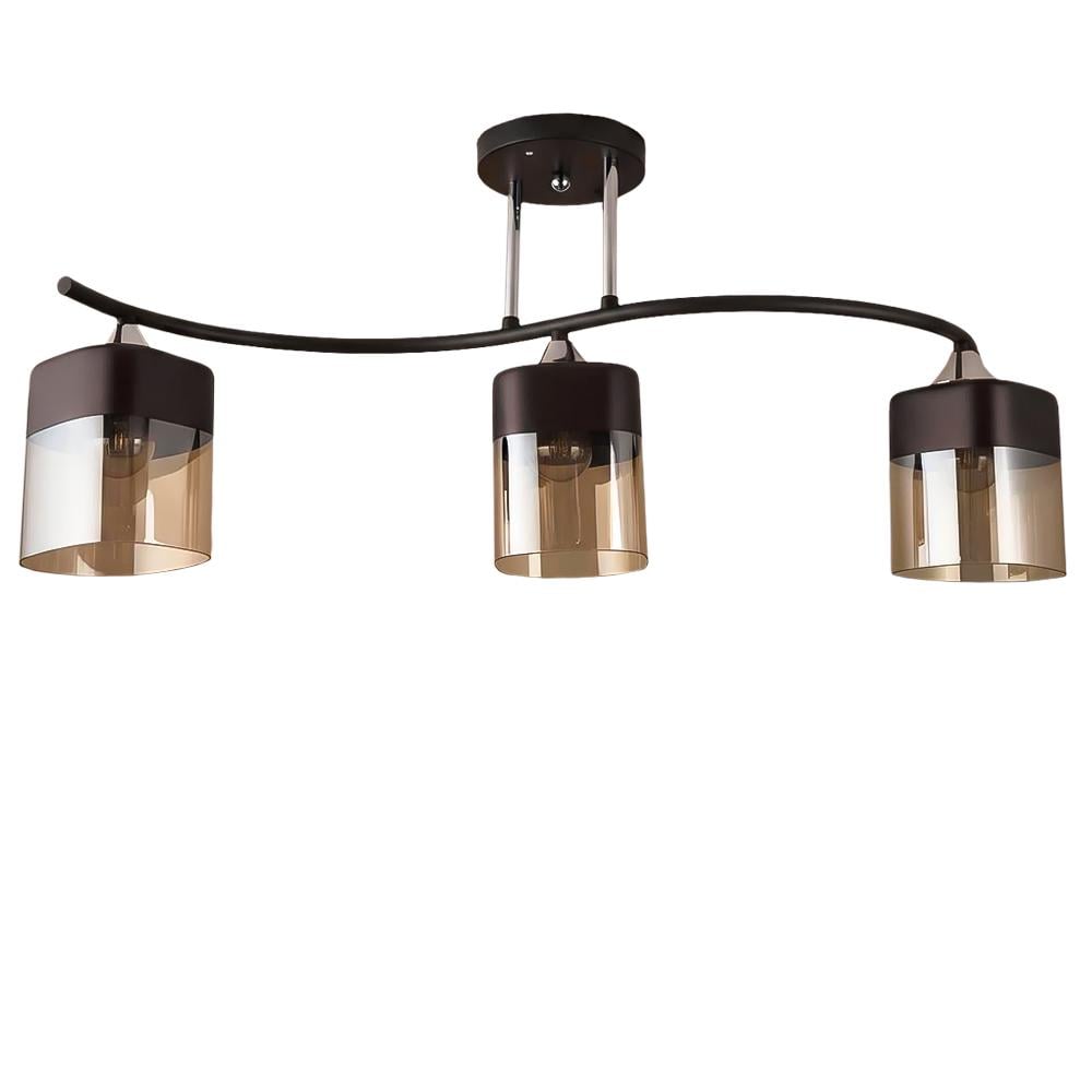 Люстра потолочная Light House SR-20429/3 BK/CH L705хW140хH285 плафон черный/янтарный Черный/Хром Люстра потолочная Light House SR-20429/3 BK/CH L705хW140хH285 плафон черный/янтарный Черный/Хром