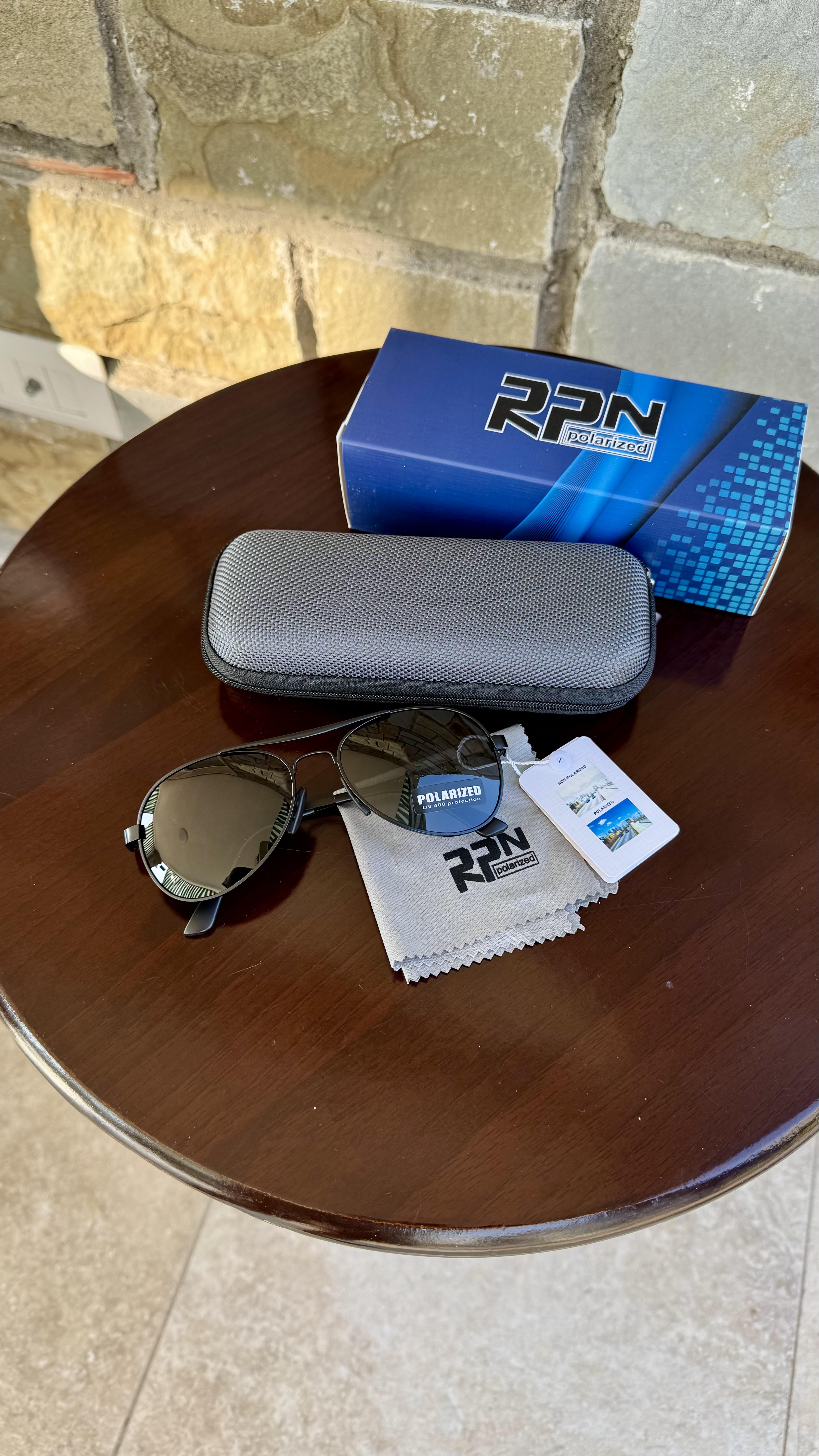 Солнцезащитные очки мужские Polaroid Aviator поляризационные антибликовые капля матовые Зелено-серый (eb59d0f7) - фото 5