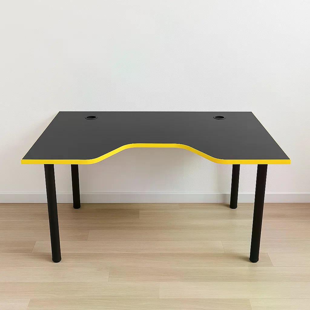 Геймерский стол X13 с полкой под системный блок 120 см Черный с желтым (ГСXG13)
