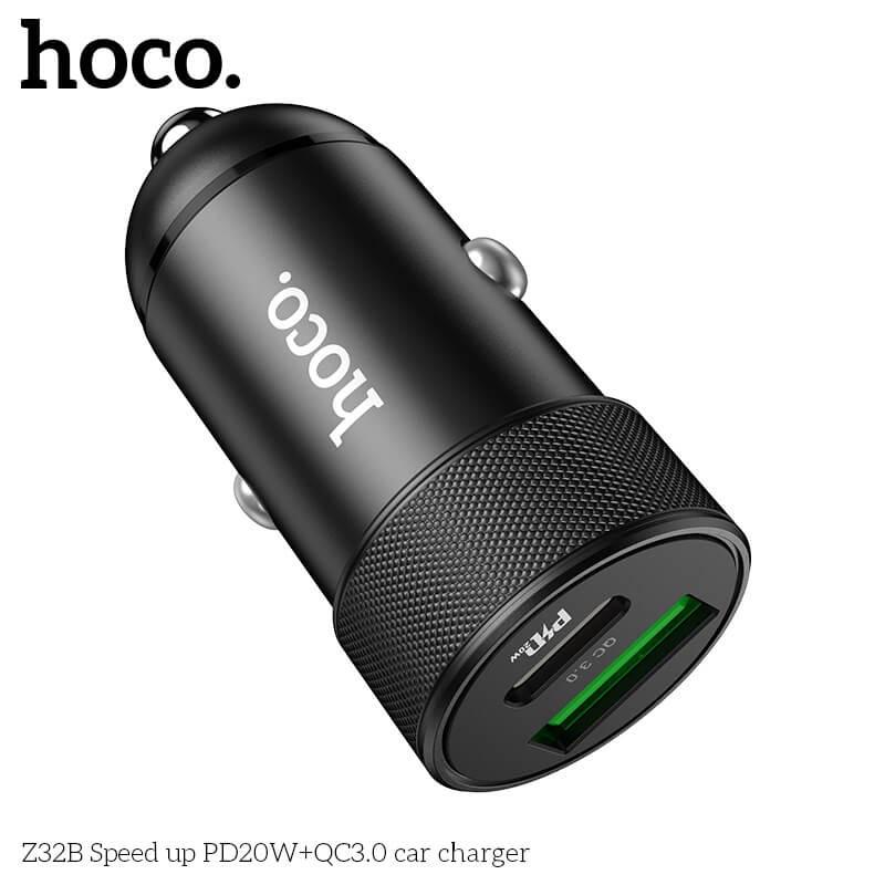 Адаптер автомобільний Hoco Speed ​​Up Z32B 1xUSB/1xType-C 3A 20W Black (37c935a9) - фото 3