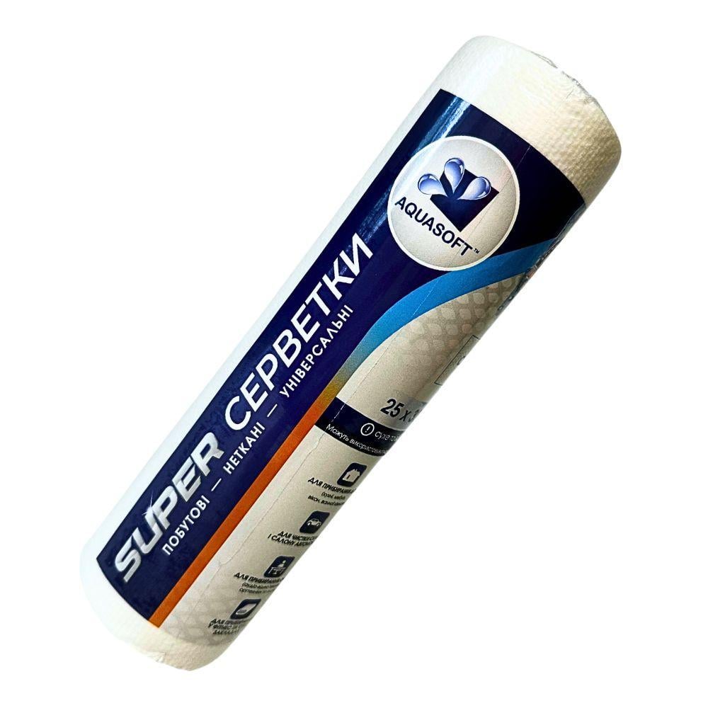 Салфетки Aquasoft спанлейс сетка с перфорацией 30 шт. в рулоне 25х30 см (92209)