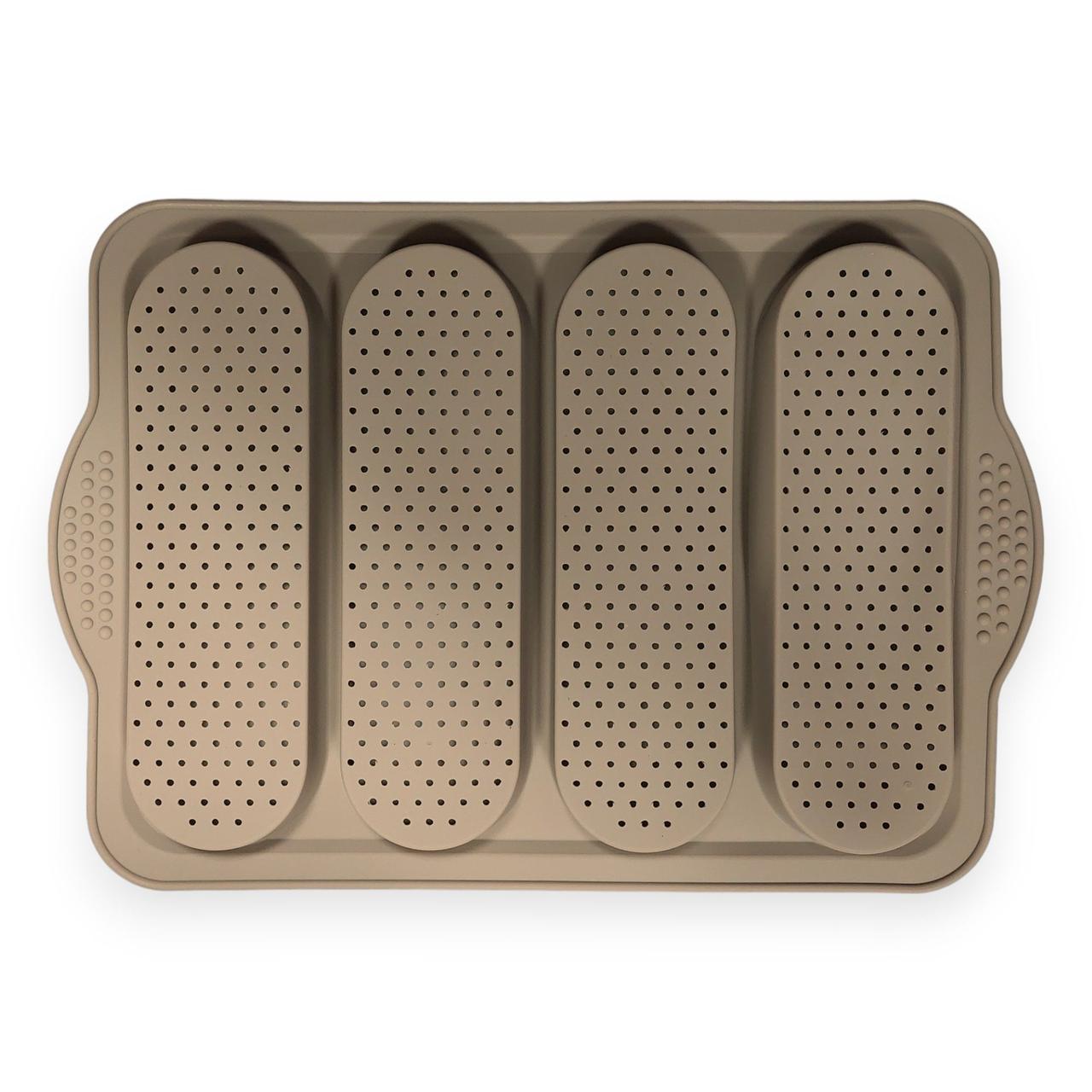 Форма для випікання багетів LuxShine G123 Mini Baguette 4в1 перфорована силіконова Бежевий (205292-беж) - фото 4