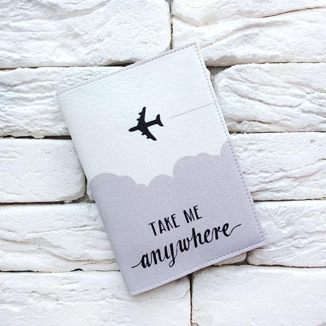 Обкладинка для паспорта Take me anywhere Сірий (072)