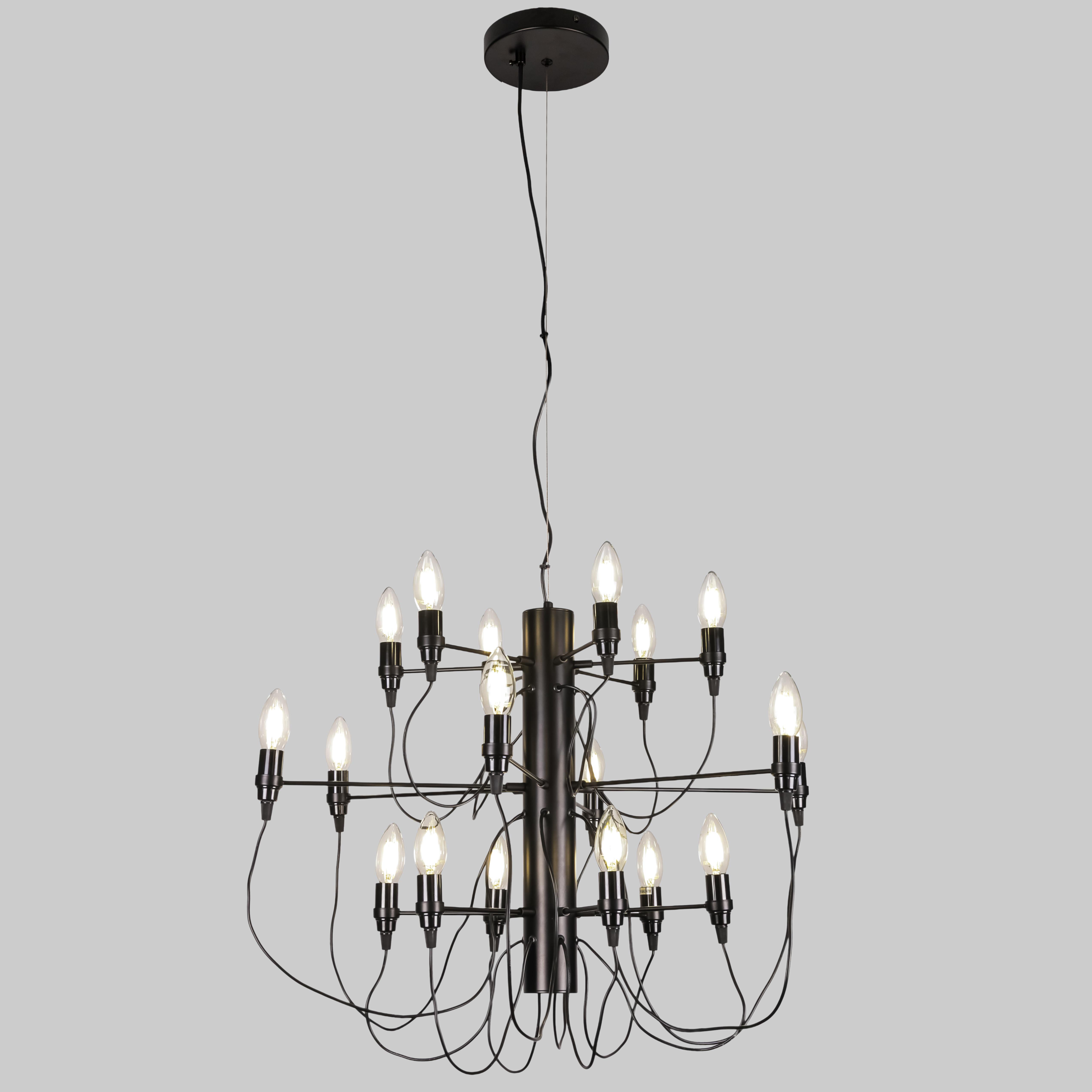 Люстра дизайнерская Candle на 18 ламп Черный (92-D1119-18 BK) Люстра дизайнерская Candle на 18 ламп Черный (92-D1119-18 BK)