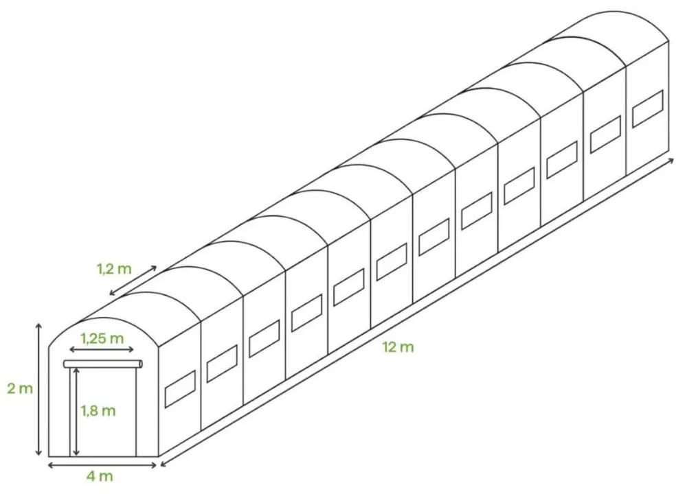 Теплиця садова Cultivo 007295 2х4х12 м 48 м2 20 вікон аркова Зелений (FCG_007295) - фото 4 Теплиця садова Cultivo 007295 2х4х12 м 48 м2 20 вікон аркова Зелений (FCG_007295) - фото 4