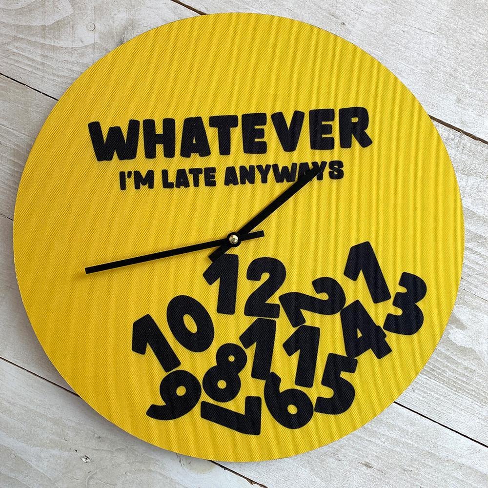 Часы настенные круглые Presentville Whatever I`m late anyways 36 см (CHR P 20A025)