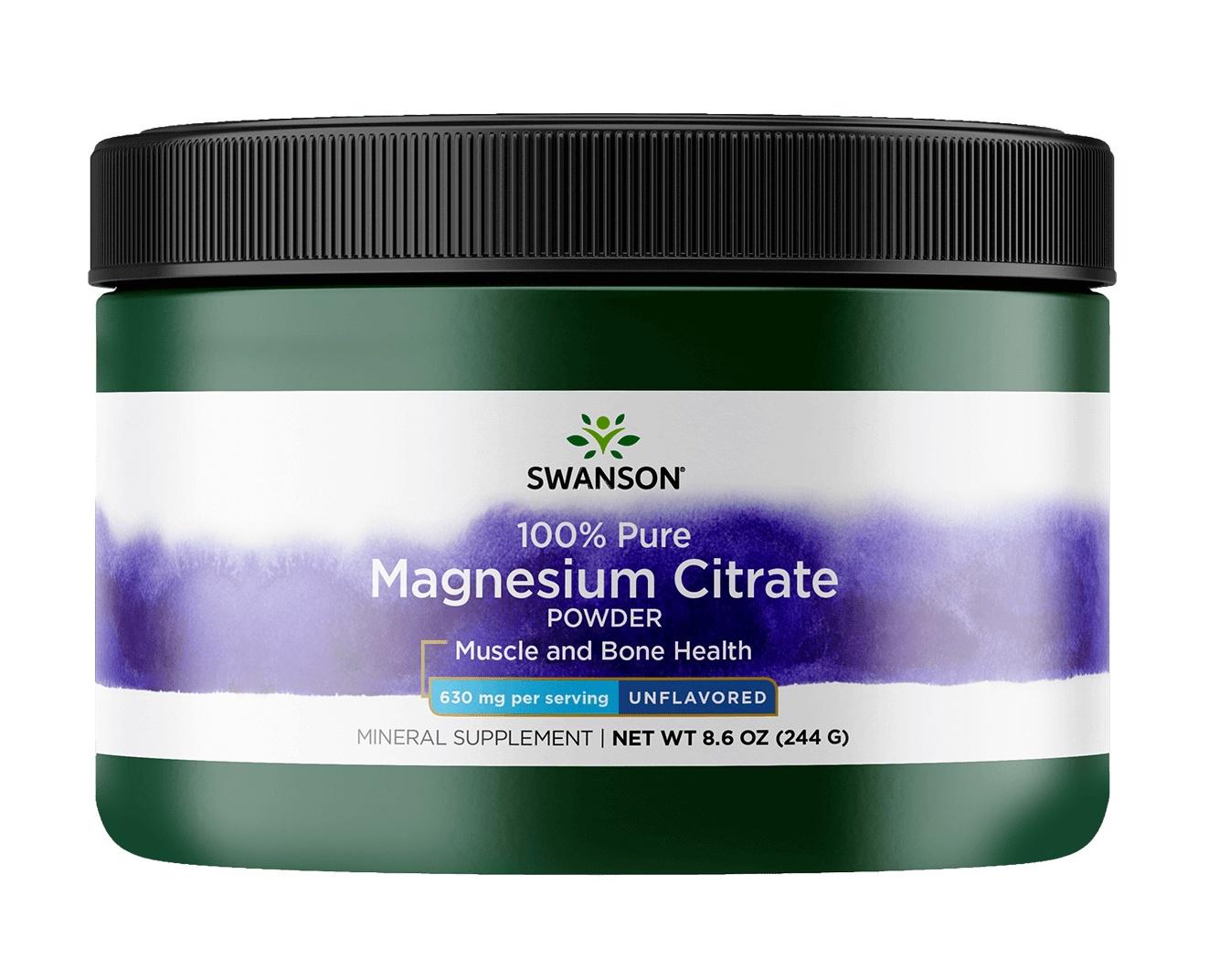Микроэлемент Магний Swanson Magnesium Citrate Powder 100% Pure 244 g /58 servings/