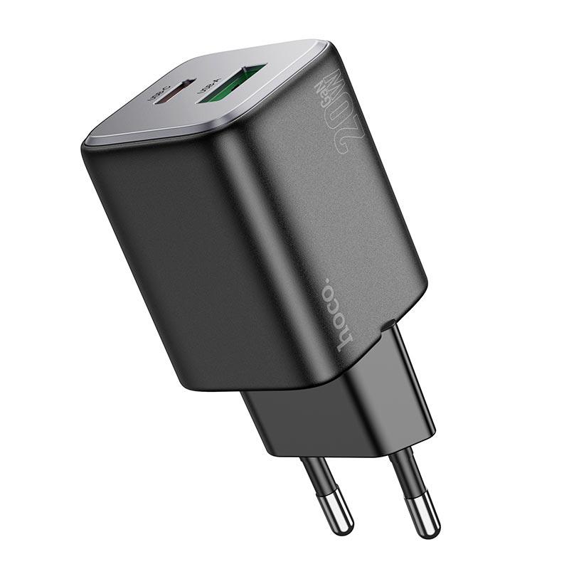 Адаптер Hoco N41 USB Type-C 20W 3A PD QC Чорний (598070) - фото 2
