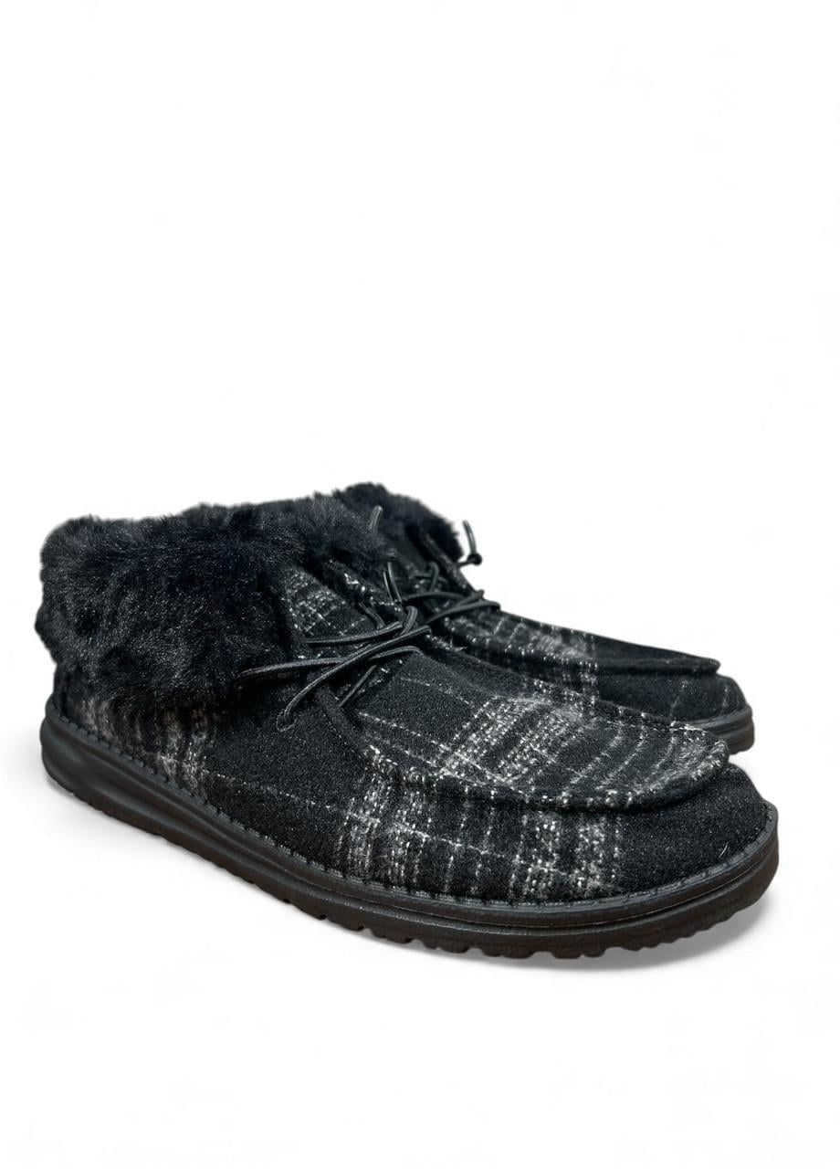 Ботинки женские Hey Dude Wendy Fold Boot Plaid Cozy р. 40 25 см Черный (2848752891)