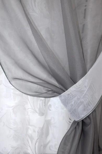 Шторки кухонные с подвязками 270х170 см Графитовый/Белый (081к) - фото 2 Шторки кухонные с подвязками 270х170 см Графитовый/Белый (081к) - фото 2