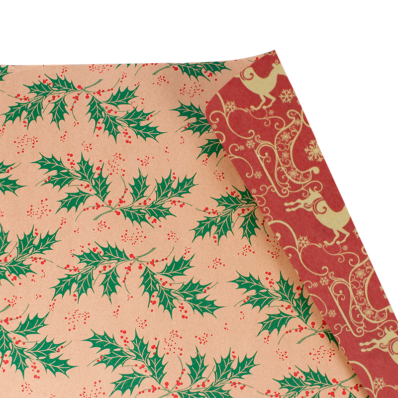 Бумага упаковочная Lesko PPW PAPER PZ039-E Омела-Олени