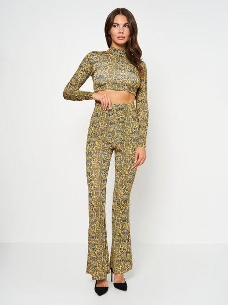 Костюм Missguided R9348443 тон и брюки змеиный принт р. 38 Хаки