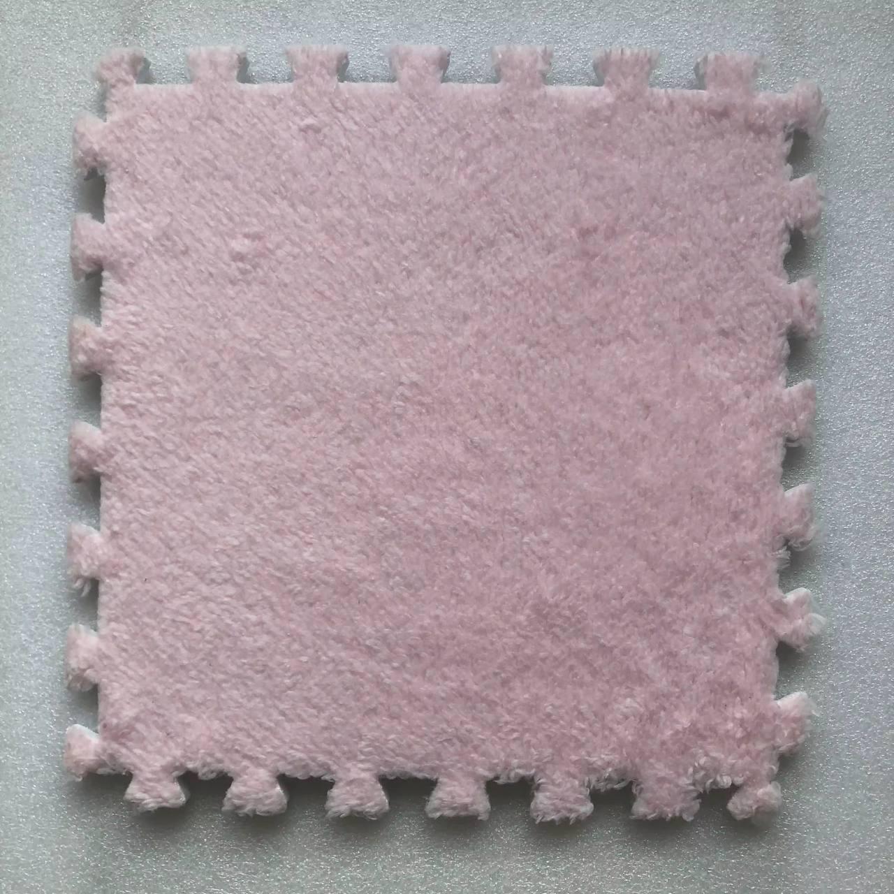 Коврик-пазл антискользящий из пены и плюшевым ворсом 10 шт. 30х30 см Pink