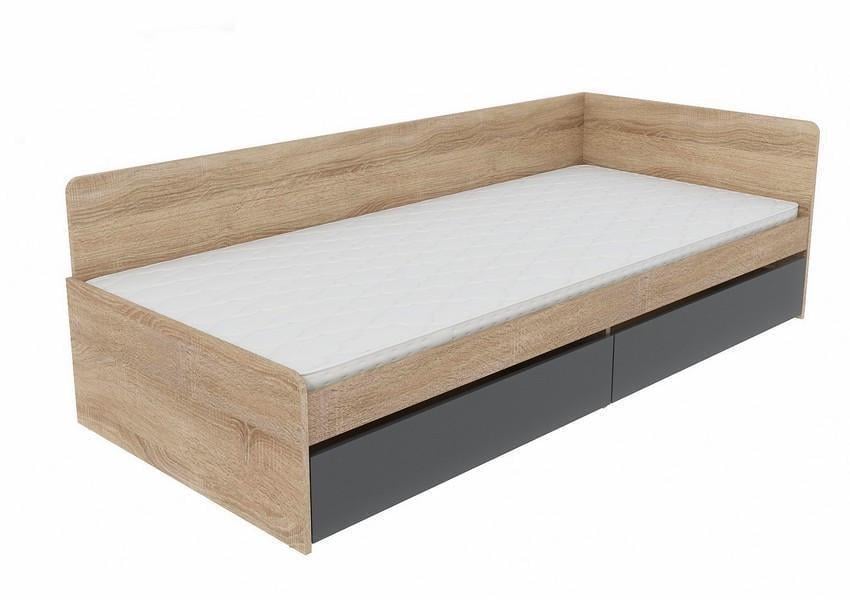 Кровать односпальная Еверест с ящиками 800 сплошной щит 80x190 см Дуб сонома/Графитовый (EVR-20739,01) - фото 2 Кровать односпальная Еверест с ящиками 800 сплошной щит 80x190 см Дуб сонома/Графитовый (EVR-20739,01) - фото 2