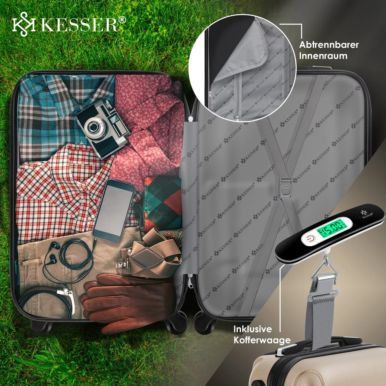 Набір із 4 дорожніх валіз KESSER з твердим корпусом S M/L/XL Шампань - фото 5 Набір із 4 дорожніх валіз KESSER з твердим корпусом S M/L/XL Шампань - фото 5