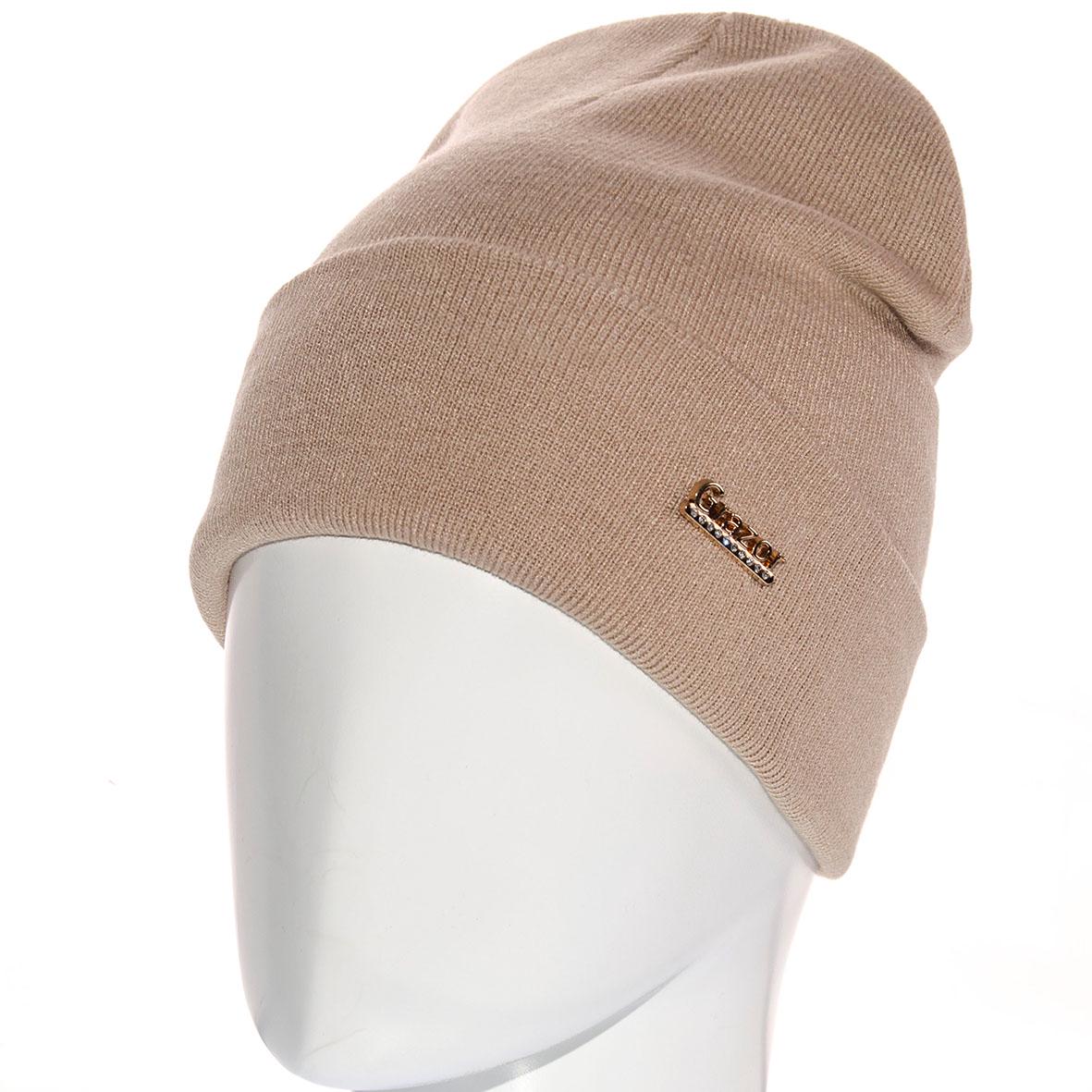 Шапка Sofi SF21106 з відворотом рубчиком подвійна L р. 57-58 Капучіно