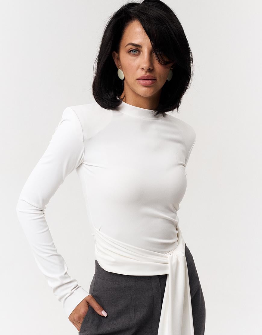 Лонгслів з шаллю жіночий TWINSIS CLOTHES білий XS-S