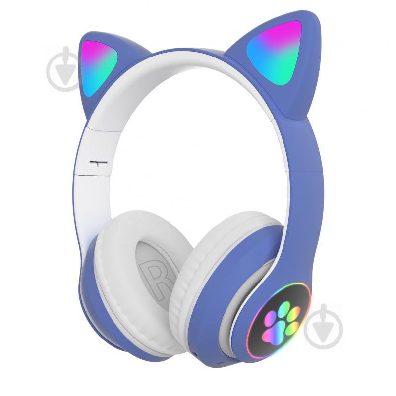 Наушники беспроводные LED с кошачьими ушками STN-28 Blue