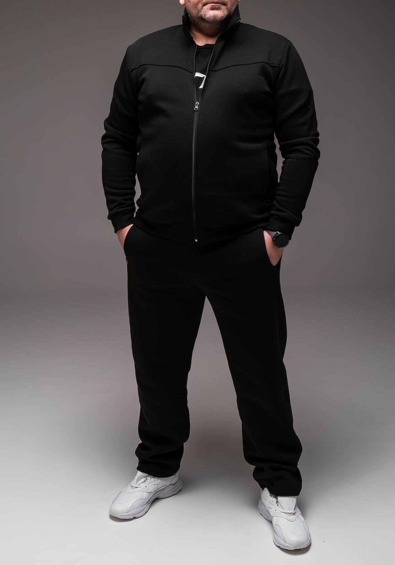 Спортивний костюм чоловічий зимовий на флісі батал 7XL Чорний (2440/4)