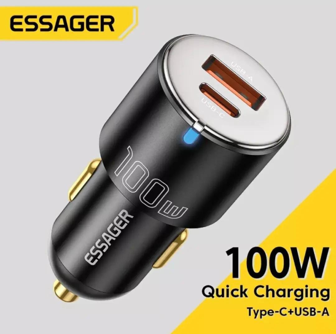 Автомобільний зарядний пристрій Essager 100 Вт Type-C 65 Вт + USB 35 Вт (230003) - фото 7