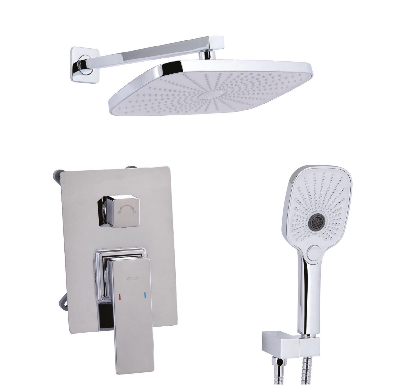 Душевая система встроенная Qtap Gemini с тропическим и ручным душем Хром (45696)