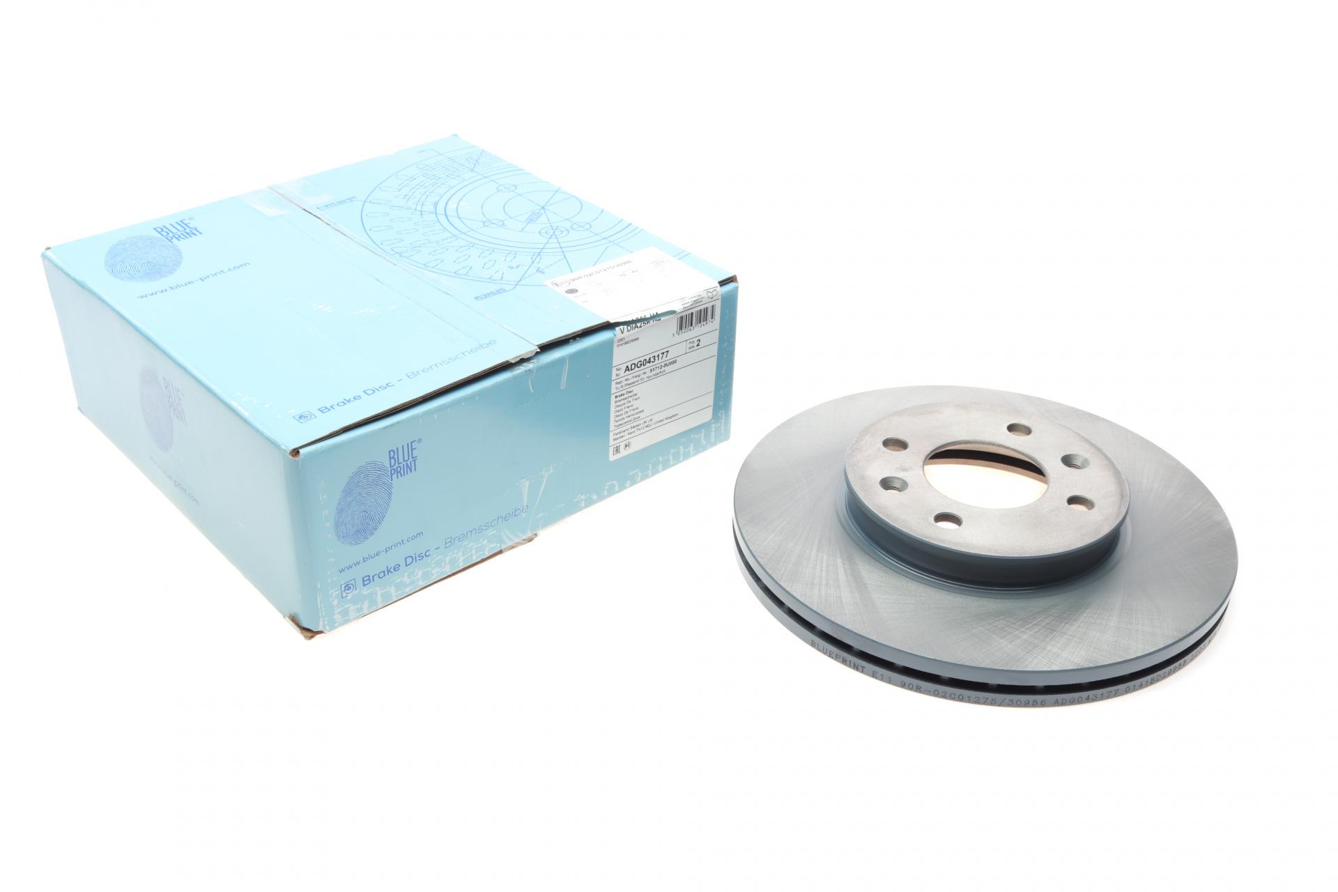 Тормозной диск передний BLUE PRINT для Kia Rio III/Hyundai i20 11-256x22 мм (ADG043177)