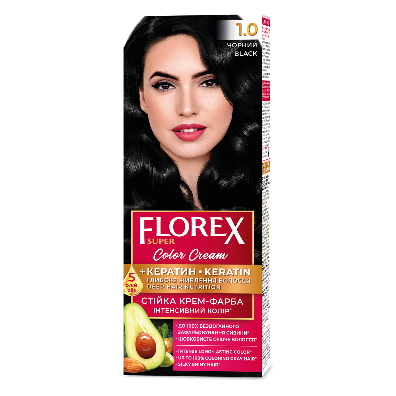 Крем-краска для волос стойкая Florex кератин 1.0 120 мл Черный
