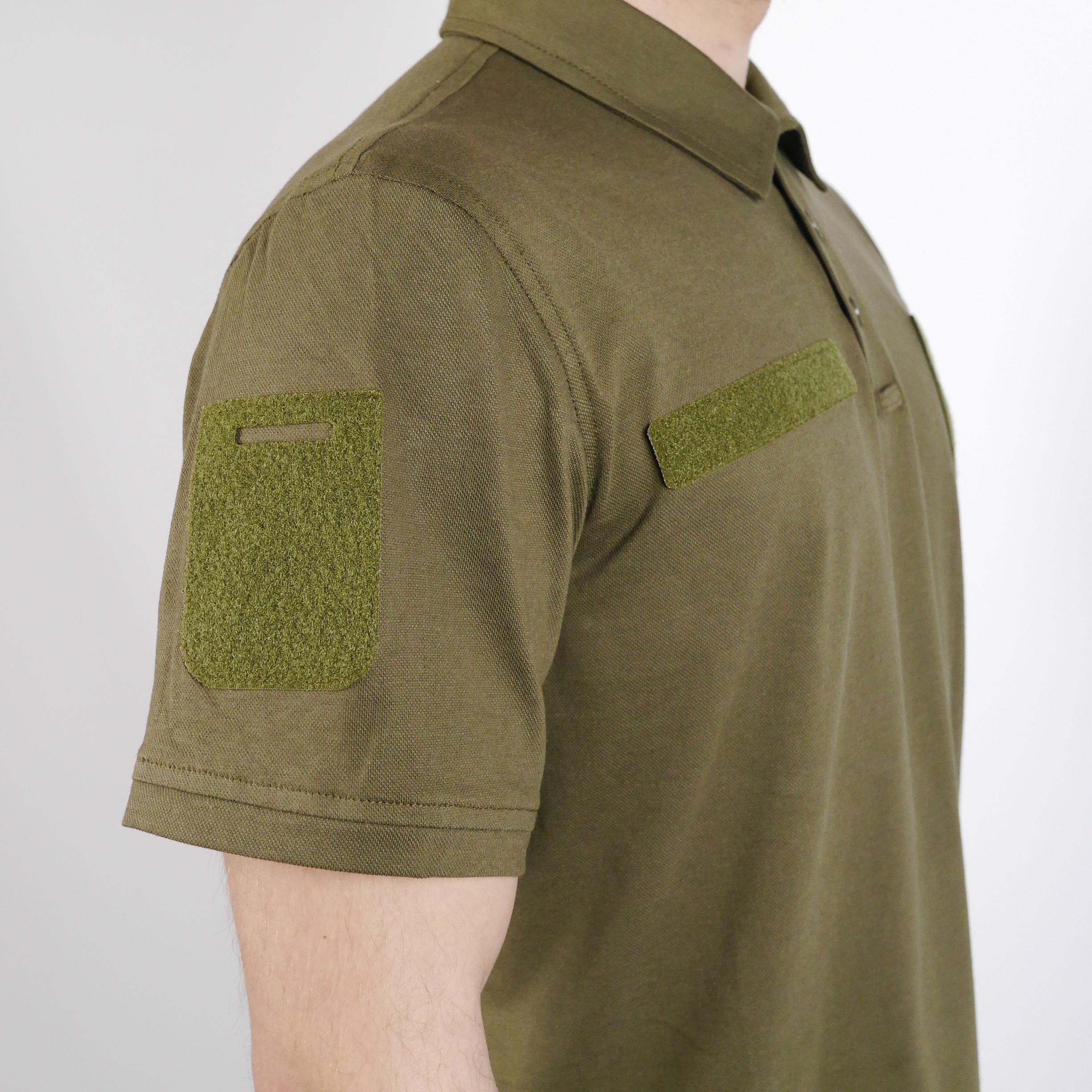 Поло военное с липучками Лакоста M Хаки (1114-M) - фото 5 Поло военное с липучками Лакоста M Хаки (1114-M) - фото 5