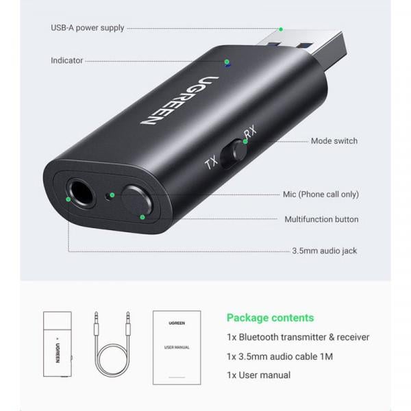 Звукова карта UGREEN CM523 USB to 3,5 мм з аудіокабелем (12133346) - фото 3