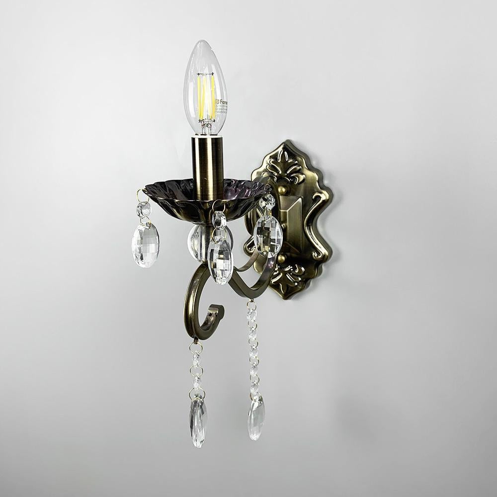 Бра Line.F 6071/1 свеча с хрустальными подвесами Бронзовый (2957_6116)