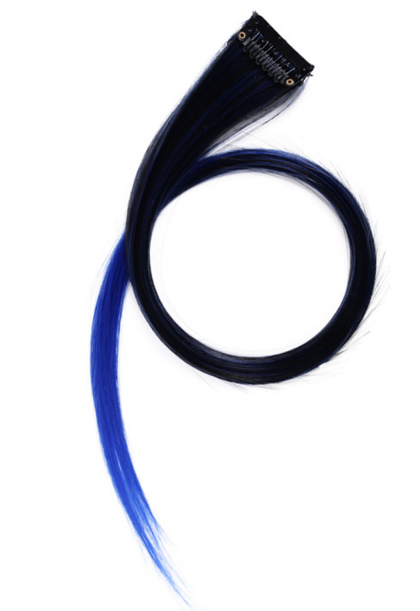 Декоративная прядь волос омбре на заколке 50 см Черно-синий (M4-12-1028-ЧС)