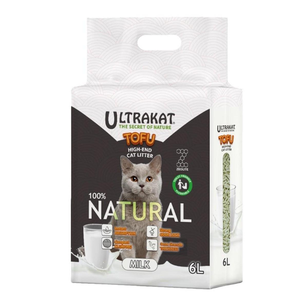 Наповнювач соєвий для котячого туалету Ultrakat Tofu з ароматом молока 3 мм 6 л 2,5 кг Наповнювач соєвий для котячого туалету Ultrakat Tofu з ароматом молока 3 мм 6 л 2,5 кг