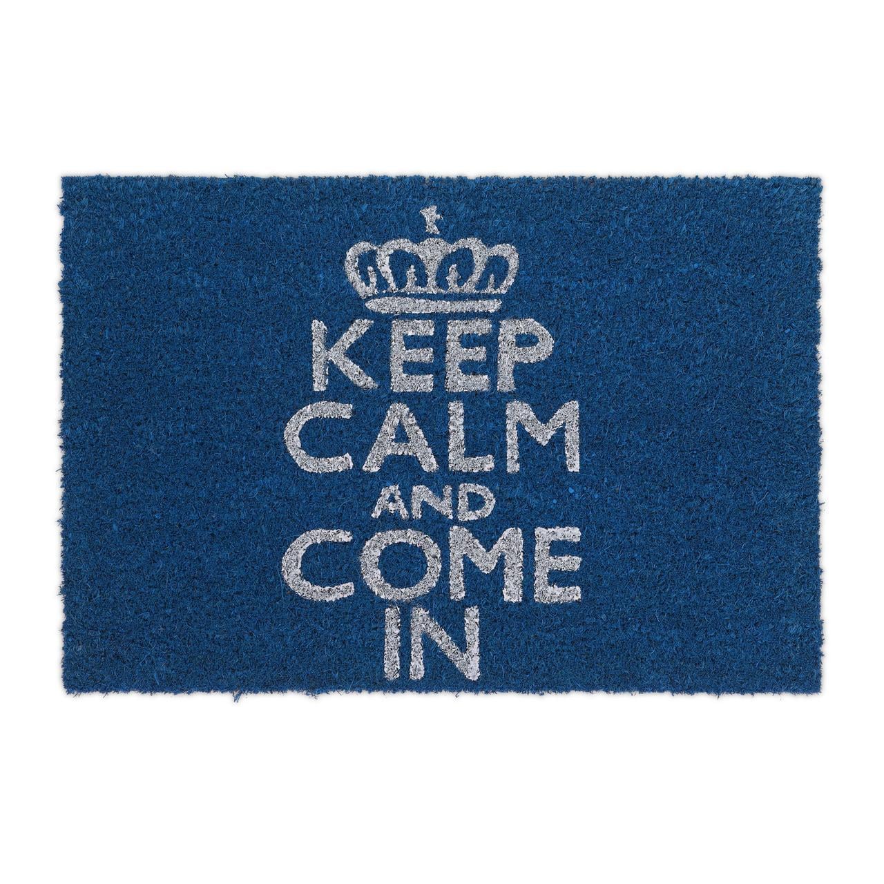 Килимок Relaxdays Keep Calm із кокосового волокна синій 60x40 см (10017784)