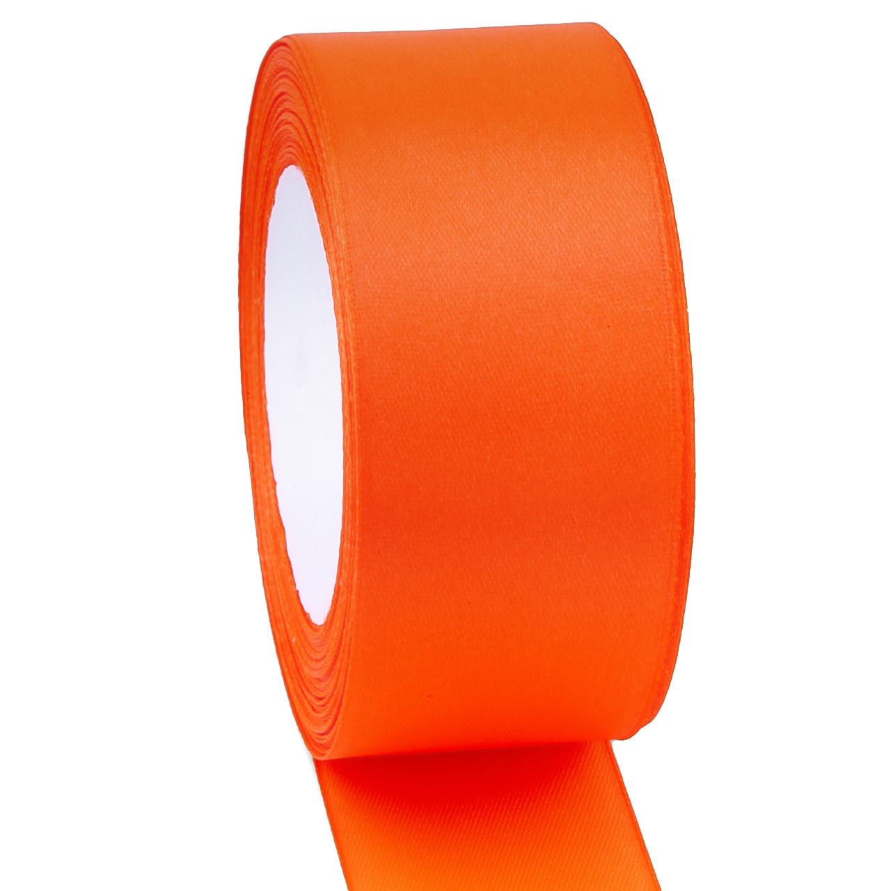 Лента атласная 4 см 1 рулон 23 м Морковный флуоресцентный (ЛТ0040а57)