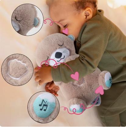 Видра дихаюча для солодких снів на батарейках 30 см Сірий - фото 2