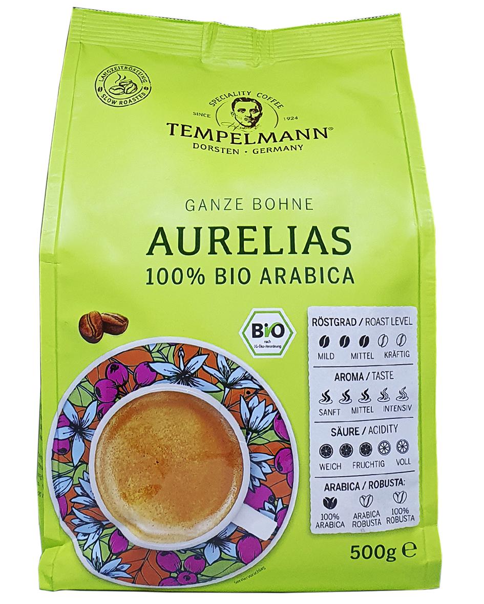 Кофе Tempelmann Aurelias 100% био арабика зерно 500 г (56524) - фото 2 Кофе Tempelmann Aurelias 100% био арабика зерно 500 г (56524) - фото 2