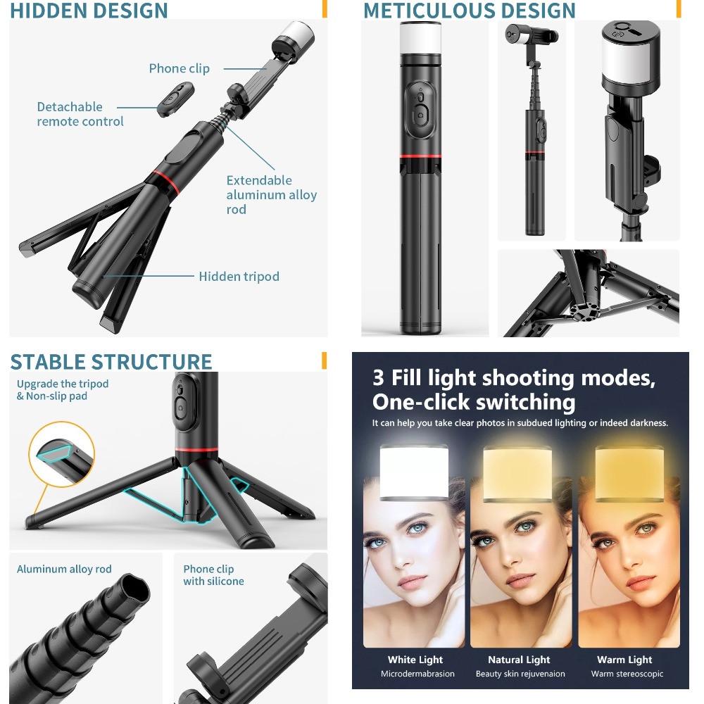 Селфі-монопод Q12S Bluetooth Tripod 0,76 м Black - фото 6