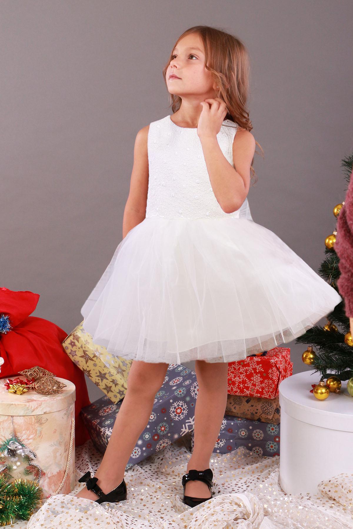 Платье праздничное JULA KIDS 128 см Молочный (181006Б1)