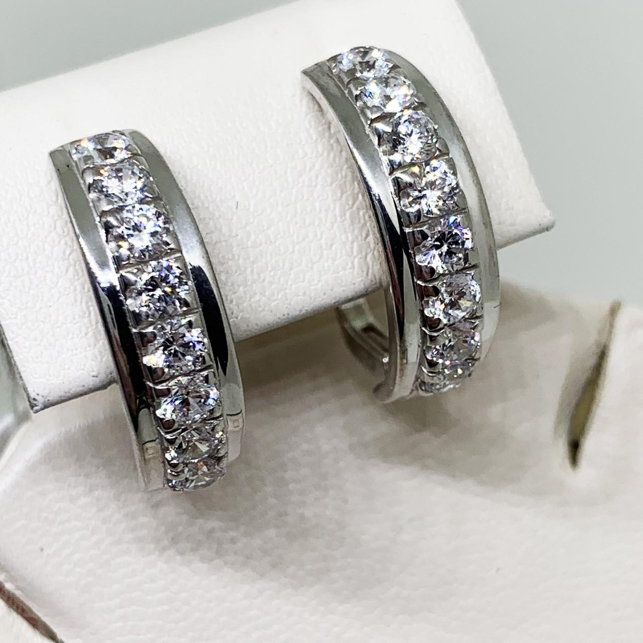 Серьги серебряные с фианитом Чикаго 5,44 г (1625598905)