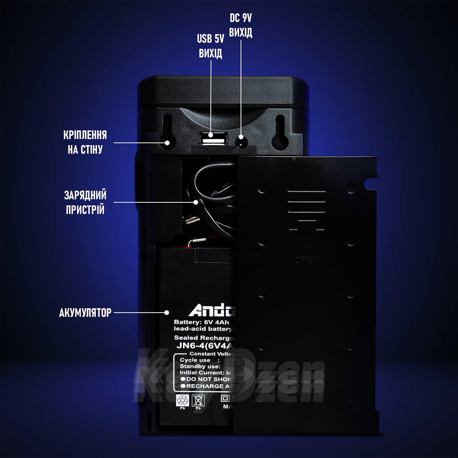 Фонарь LED Andowl Q-LED019X1 с Powerbank до 50 г с зарядкой 220V и портами USB 5V DC 9V Черный (098bb853) - фото 6